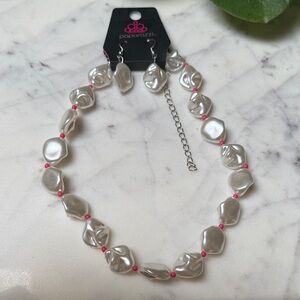 Paparazzi Cream and Pink Necklace Set